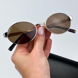 Saint Laurent SL692 004 BRAND NEW Sunglasses Gold Brown Oval Women